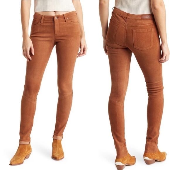 AG Adriano Goldschmied The Suede Legging Ankle Jean in 100% Lamb Leather Size 26 - Picture 1 of 11